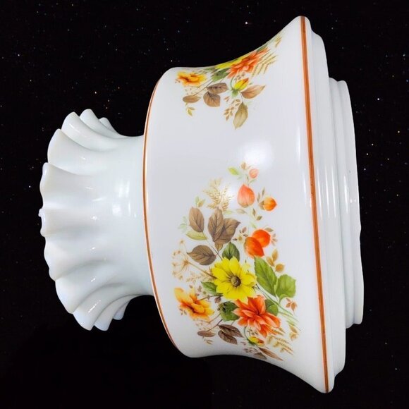 Vintage Quoizel Abigail Adams Lamp Shade Ruffled Top Milk Glass 8”T 7”W Flower - Picture 6 of 10